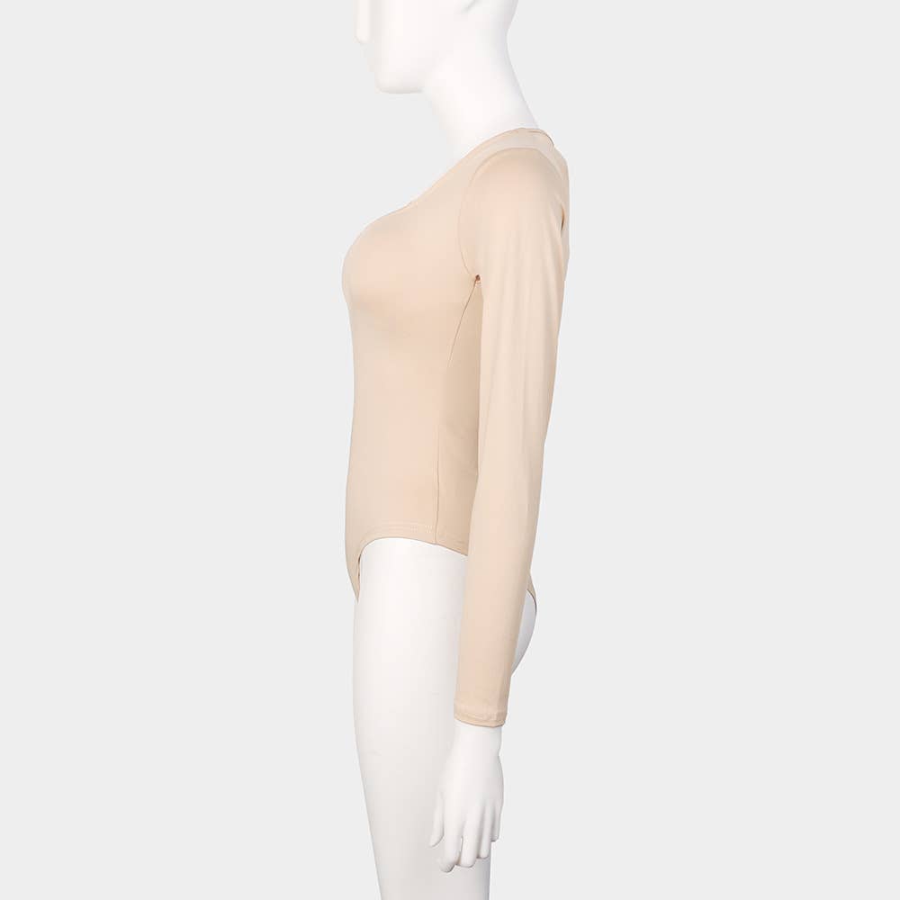 HIDDENBRAND - Long sleeve bodysuit with scoop neck: Black / S