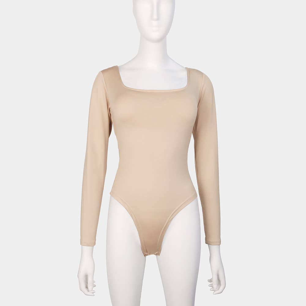 HIDDENBRAND - Long sleeve bodysuit with scoop neck: Black / S