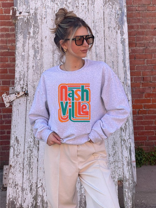 Colorful Nashville Cozy Crewneck Sweatshirt