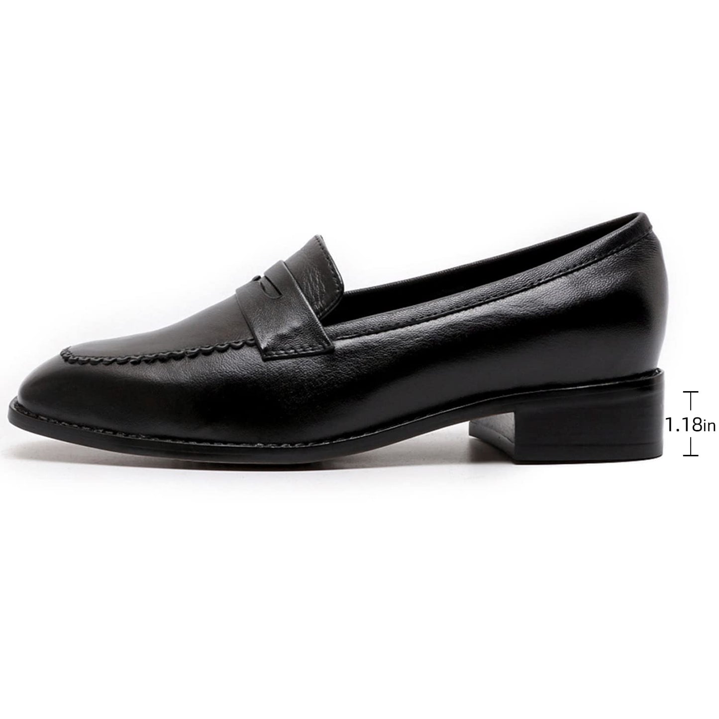 Mona flying Women's Top Leather Square Toe Penny Loafer Dress Casual Slip on Flat Office Work Shoes for Ladies