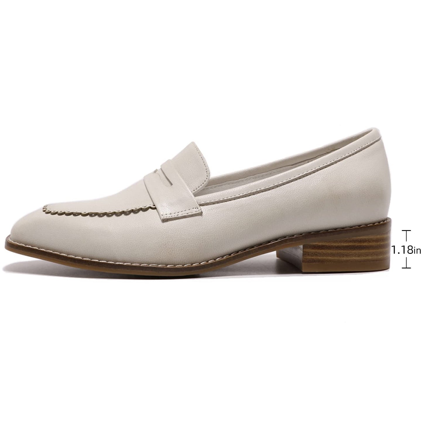 Mona flying Women's Top Leather Square Toe Penny Loafer Dress Casual Slip on Flat Office Work Shoes for Ladies