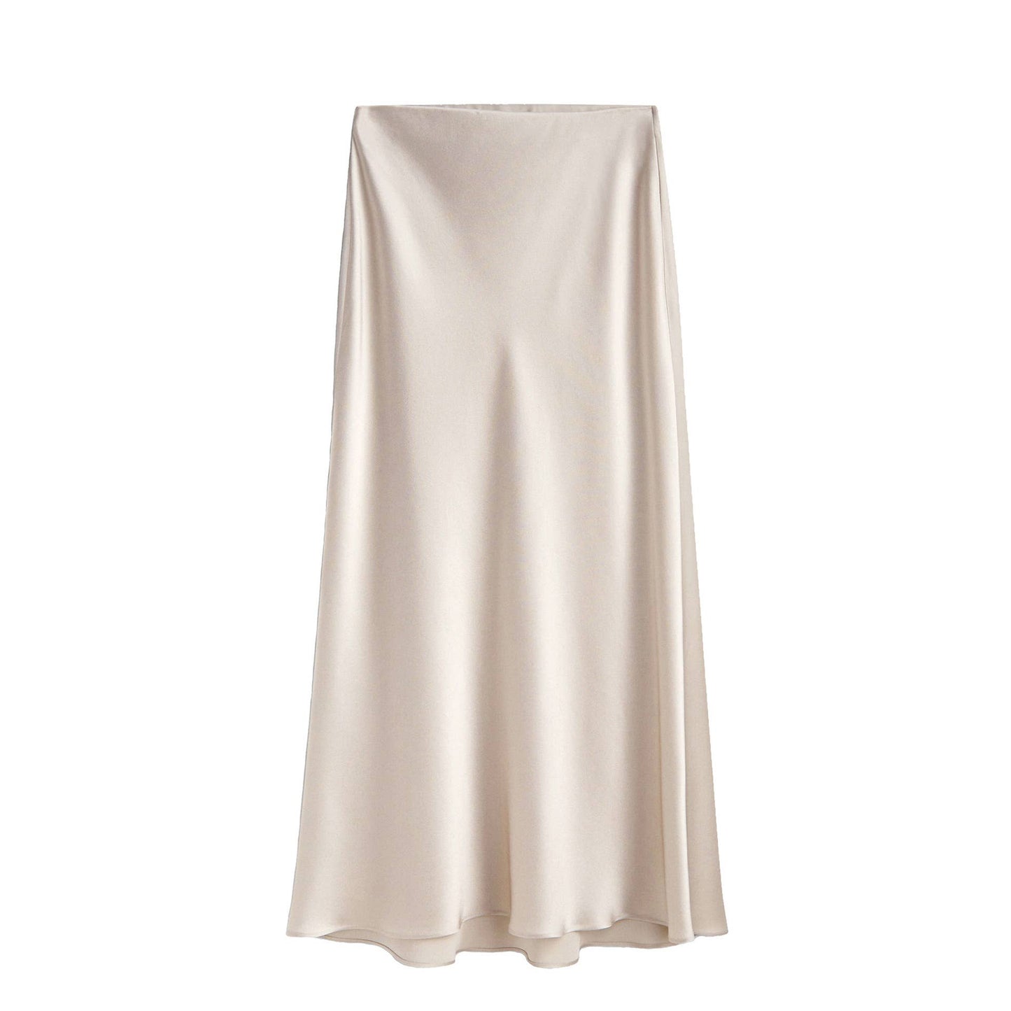 HIDDENBRAND - Satin Elasticated High-Waisted Slit Maxi Skirt: Black / XL