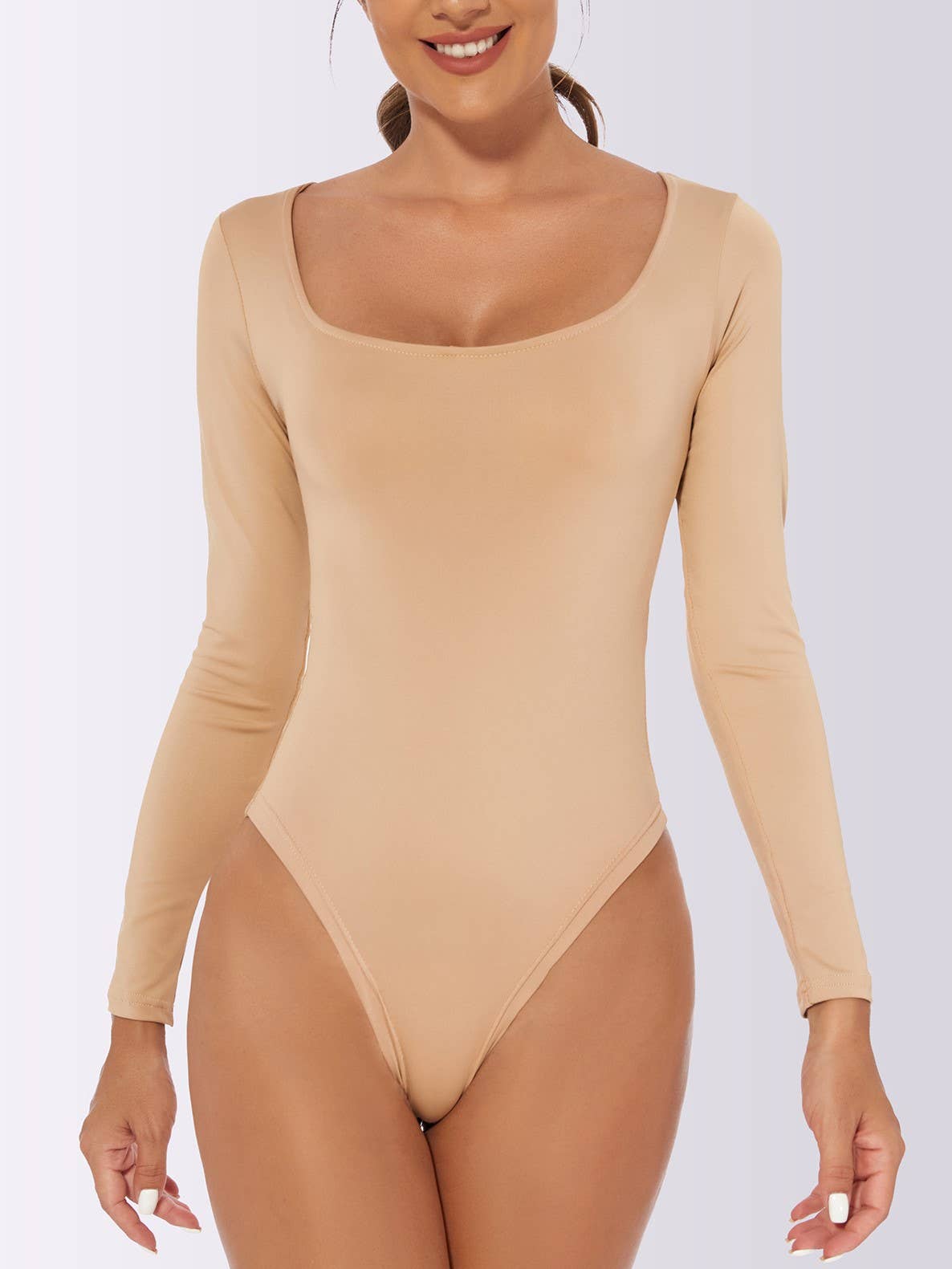 HIDDENBRAND - Long sleeve bodysuit with scoop neck: Black / S