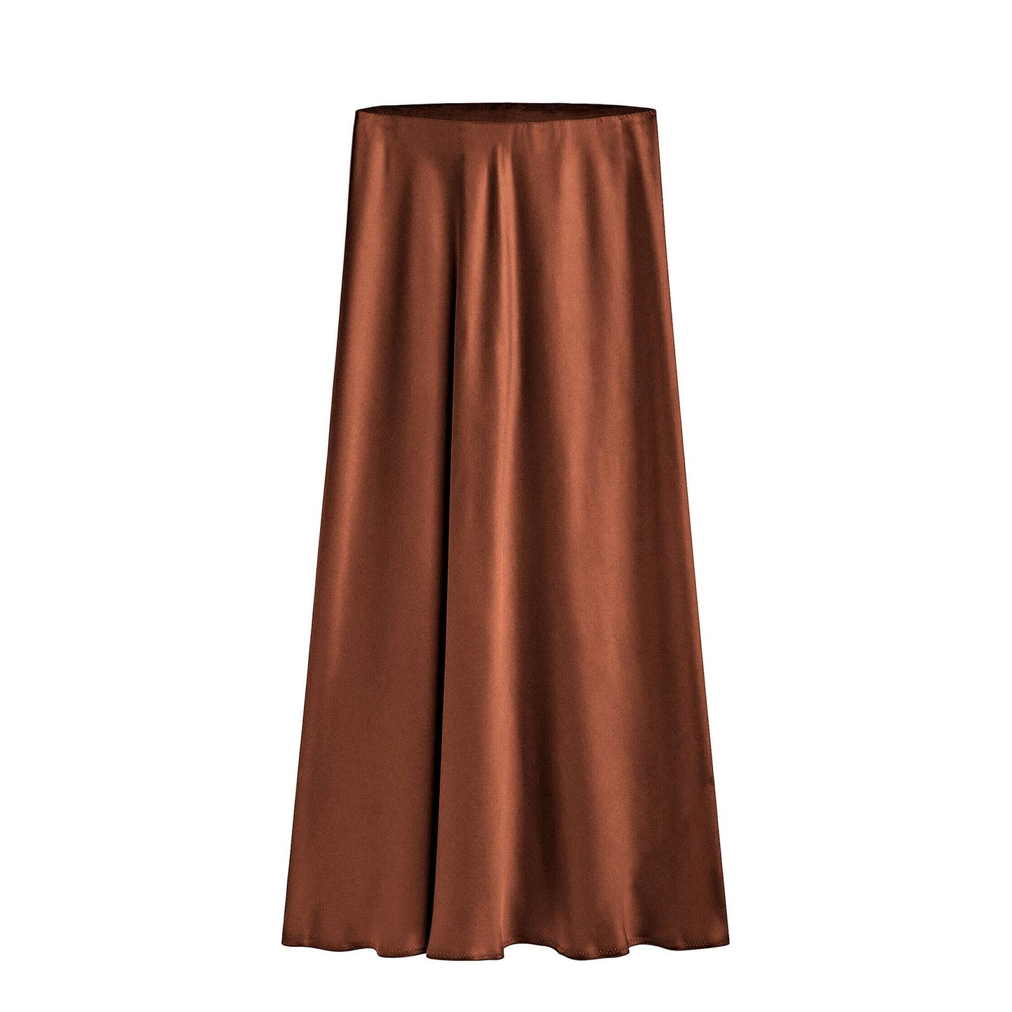 HIDDENBRAND - Satin Elasticated High-Waisted Slit Maxi Skirt: Black / XL