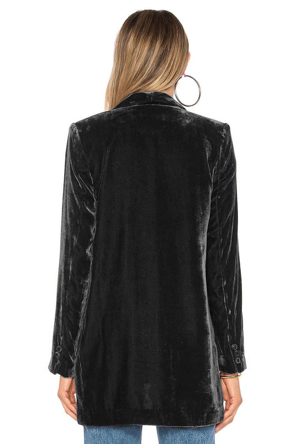HIDDENBRAND - Slim Fit Fashion Simple Gold Velvet Blazer: WineRed / L