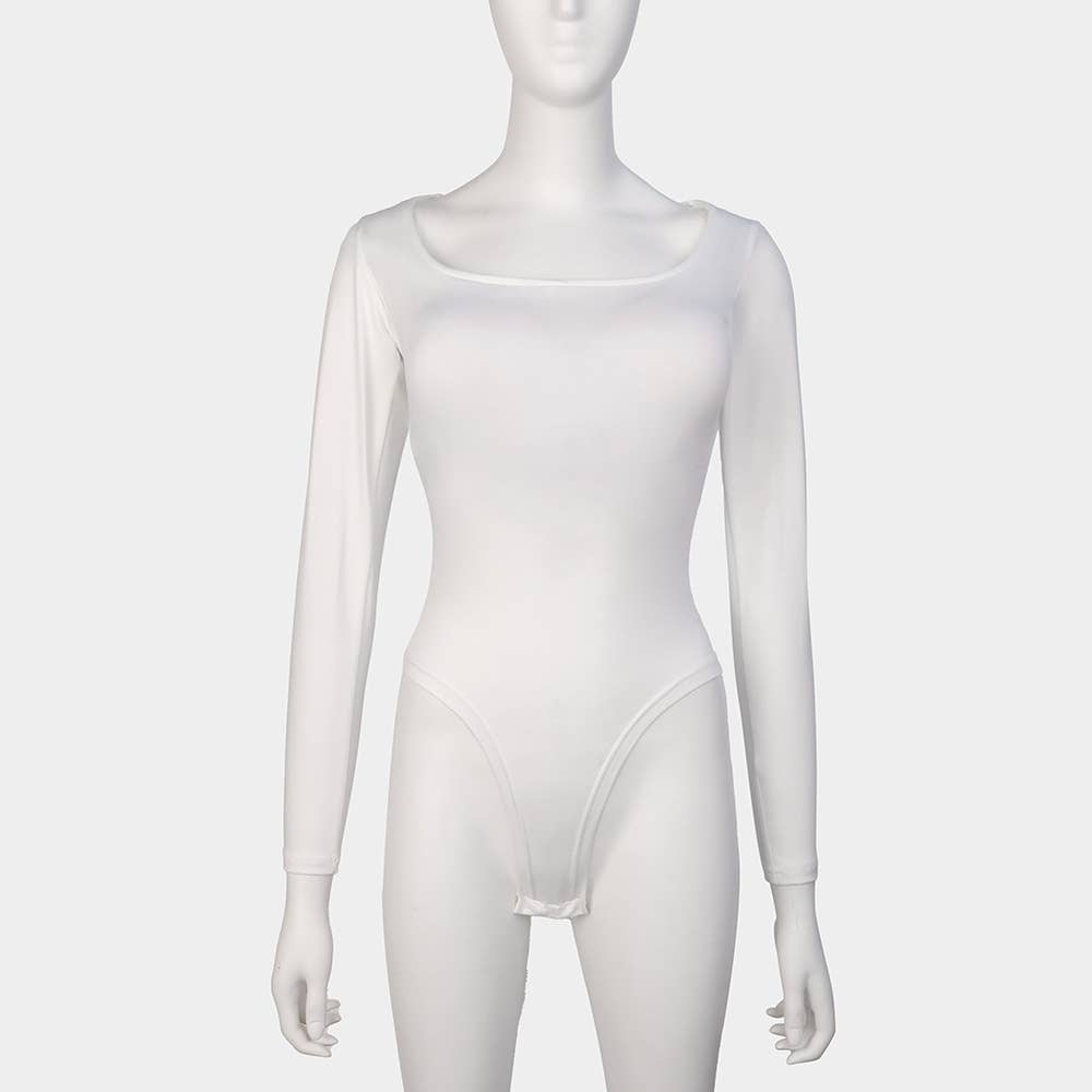 HIDDENBRAND - Long sleeve bodysuit with scoop neck: Black / S