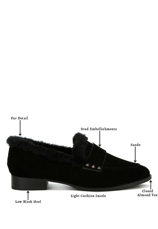 Allie Fur Trim Suede Loafers