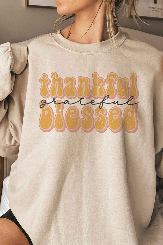 THANKFUL GRATEFUL BLESSED Graphic Sweatshirt