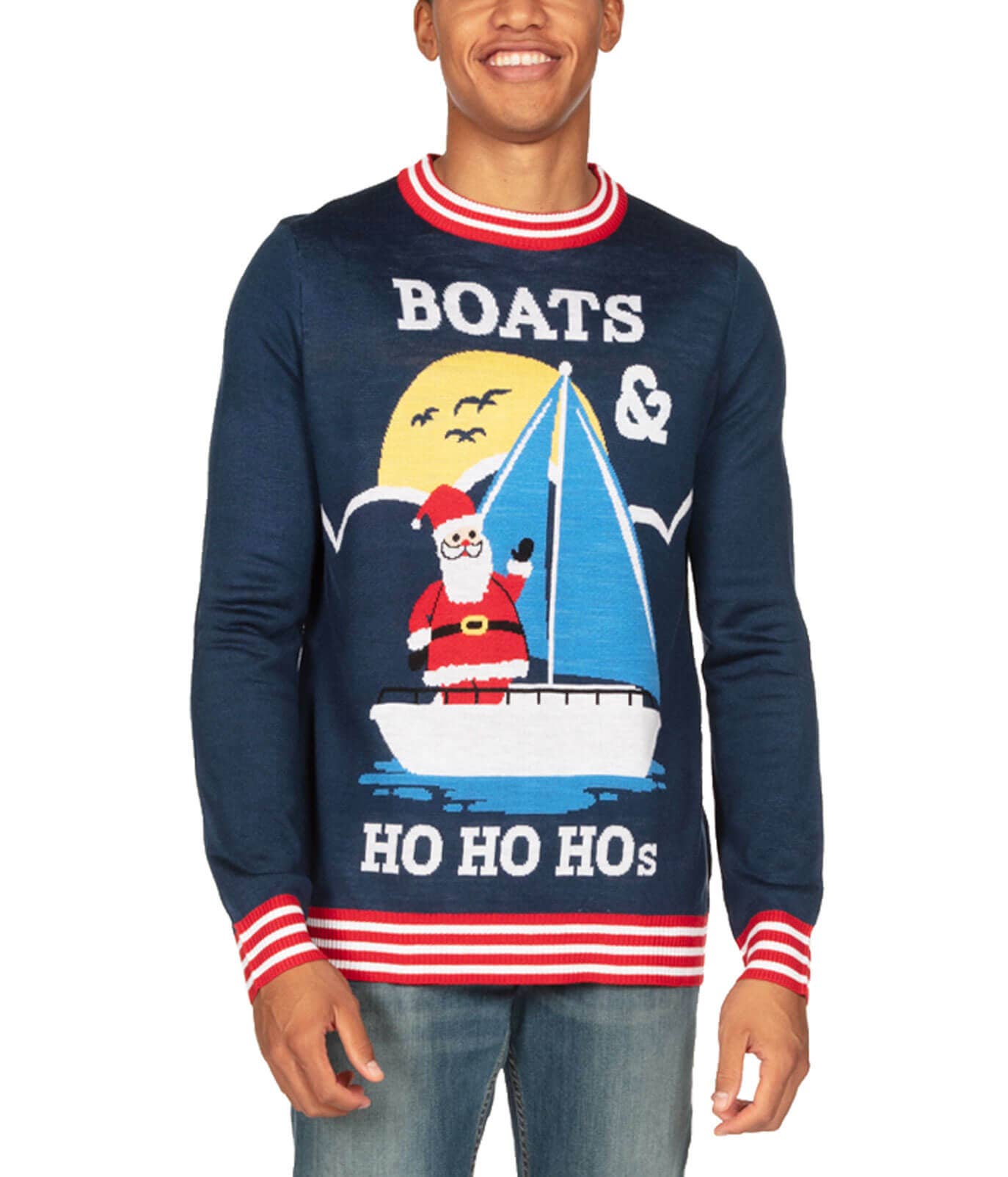 Tipsy Elves - Boats & Ho Ho Hos Men's Nautical Ugly Christmas Sweater