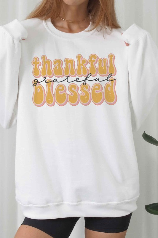 THANKFUL GRATEFUL BLESSED Graphic Sweatshirt