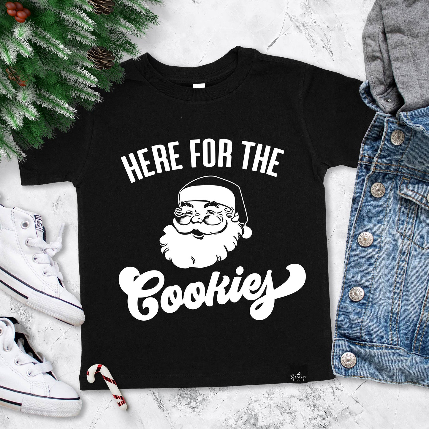 Sonrise State - Here for the Cookies Santa Claus Boy's Christmas T-Shirt