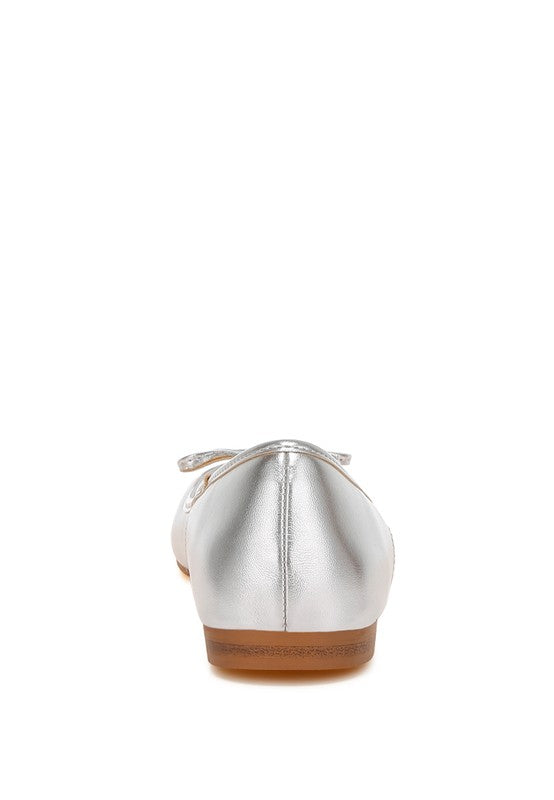 Ipara Bow Detail Metallic Ballerinas