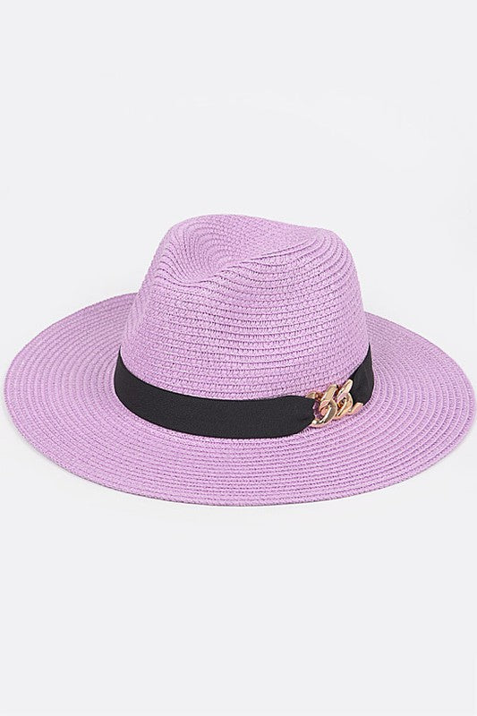 Gold Chain Accent Straw Panama hat