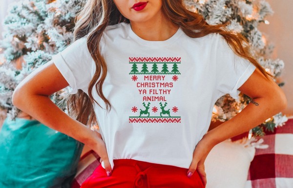 Colorful Merry Christmas Ya Filthy Animal Tee