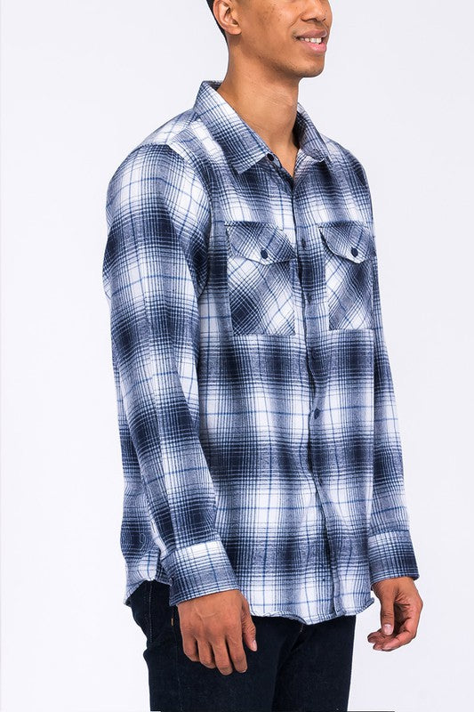 Regular Fit Checker Plaid Flannel Long Sleeve