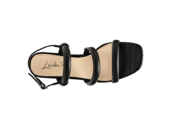 SLATER CROC SLINGBACK BLOCK SANDALS