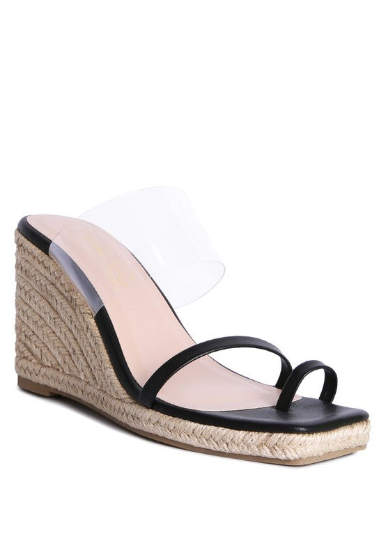 Clear Path Toe Ring Espadrilles Wedge Sandals