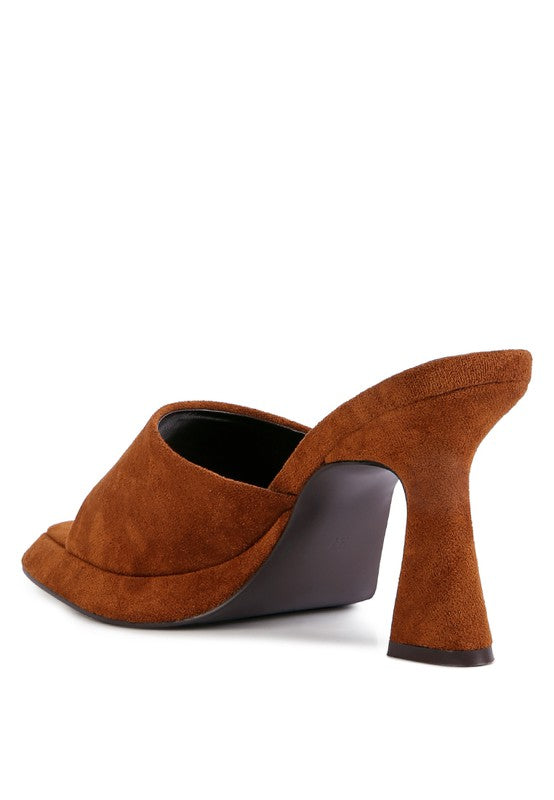 Copyme Micro Suede Slip On Spool Heel Sandals