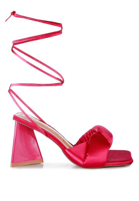 Pristine Knotted Triangular Block Heel Sandals