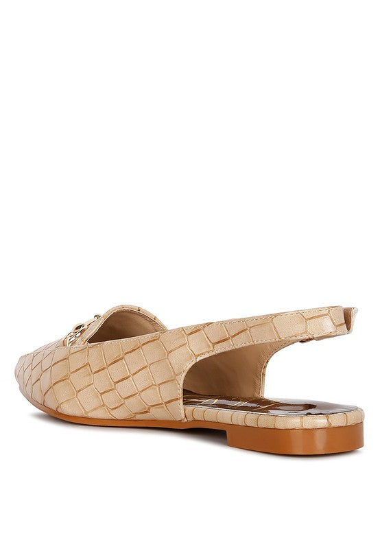 Trempe Croc Slingback Flat Sandals