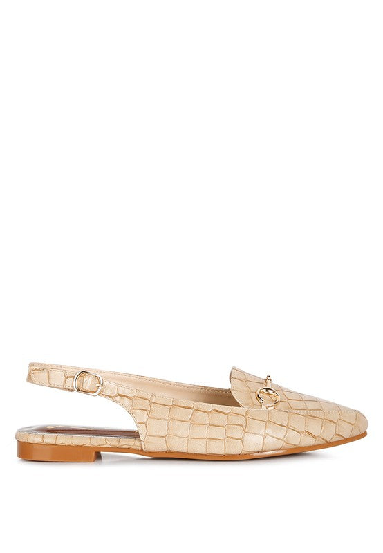 Trempe Croc Slingback Flat Sandals