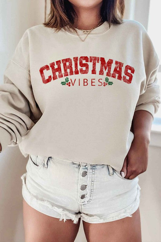 CHRISTMAS VIBES GRAPHIC SWEATSHIRT PLUS SIZE