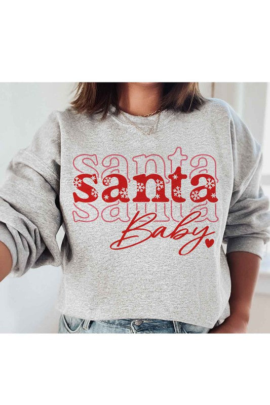 SANTA BABY CHRISTMAS GRAPHIC PLUS SIZE SWEATSHIRT