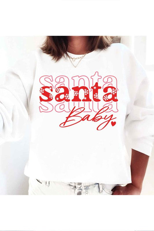 SANTA BABY CHRISTMAS GRAPHIC PLUS SIZE SWEATSHIRT