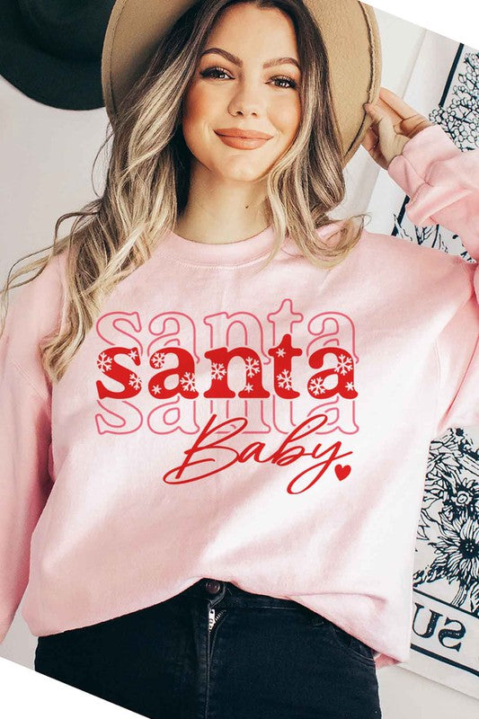 SANTA BABY CHRISTMAS GRAPHIC PLUS SIZE SWEATSHIRT