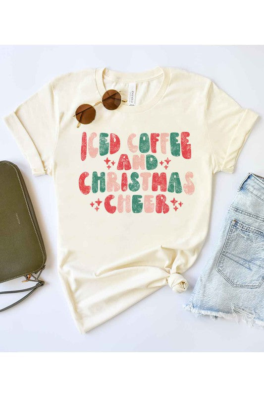 ICED COFFEE CHEERS GRAPHIC PLUS SIZE TEE / T-SHIRT