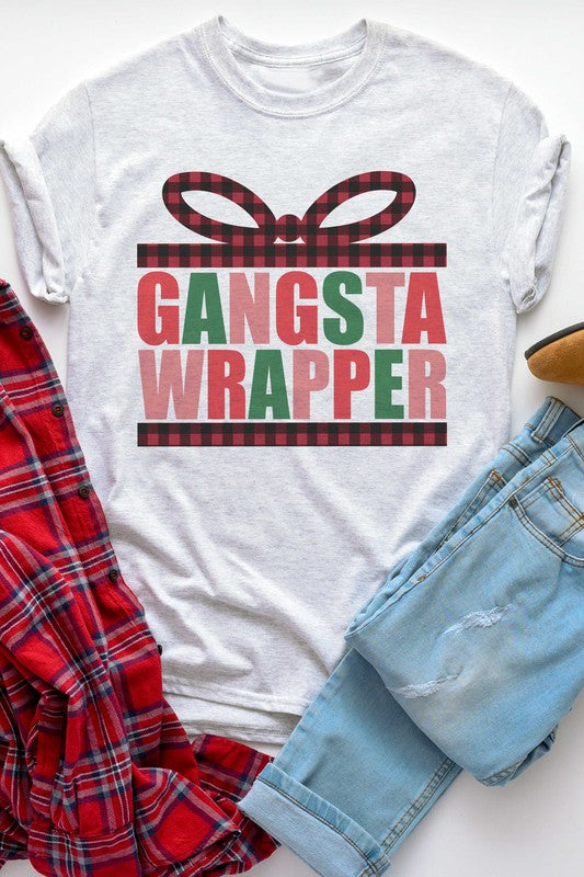 PLAID GANGSTA WRAPPER GRAPHIC TEE