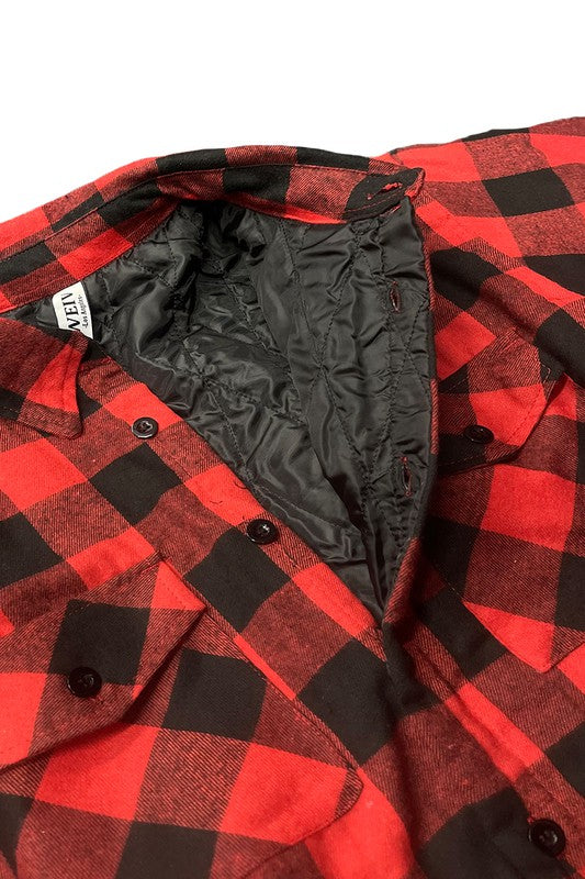 Mens Quilted Padded Flannel