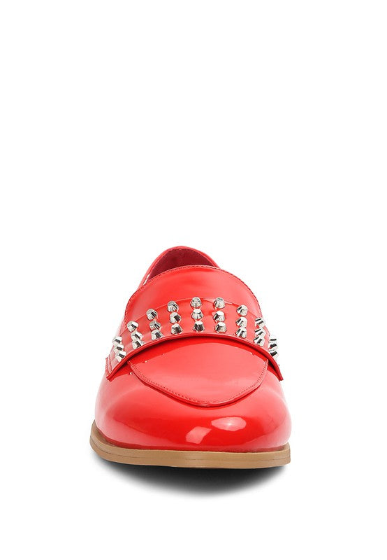 MEANBABE Semicasual Stud Detail Patent Loafers