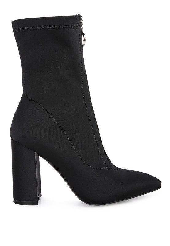 Bobbettes Block Heeled Microfiber Ankle Boot