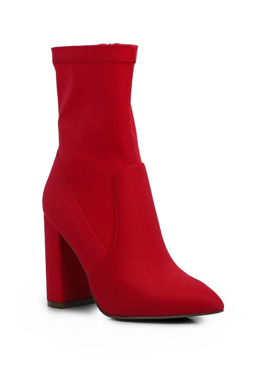 Ankle Lycra Block Heeled Boots