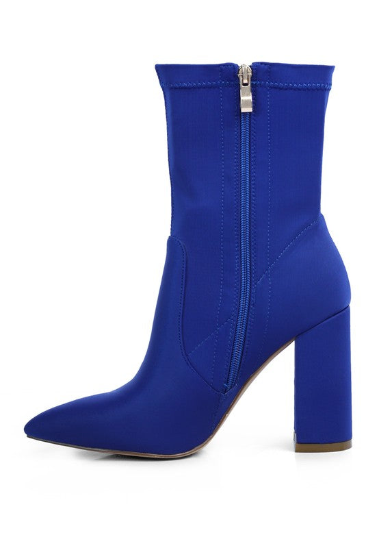 Ankle Lycra Block Heeled Boots