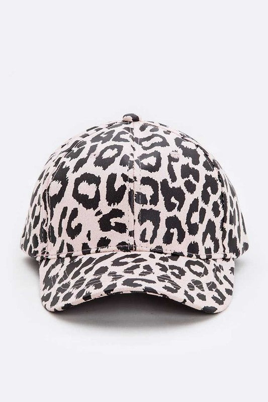 Leopard Printed Faux Suede Soft Cap