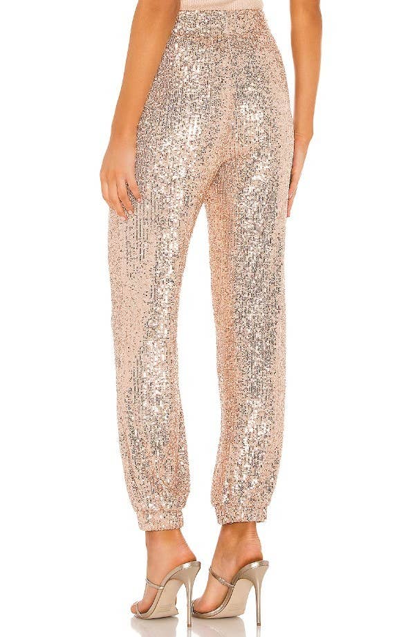 WISTERIA LANE - SEQUIN JOGGER PANTS - 2408 ROSE GOLD