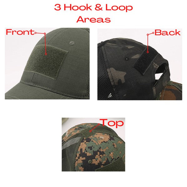 Tactical Military Patch Hat w Adjustable Strap