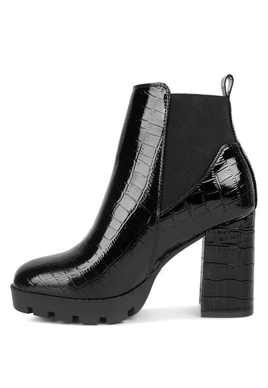 Foxy Faux Leather Croc Chelsea Boots