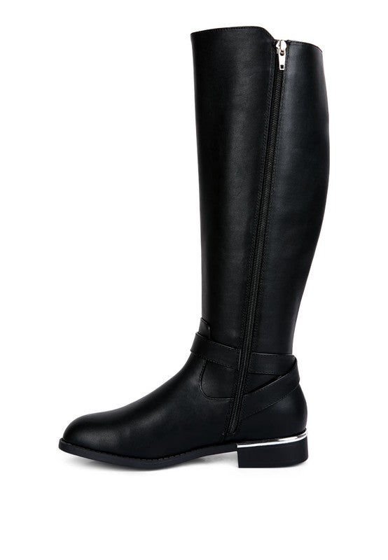 Renny Buckle Strap Embellished Calf Boots