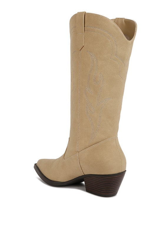 Ginni Embroidered Calf Boots