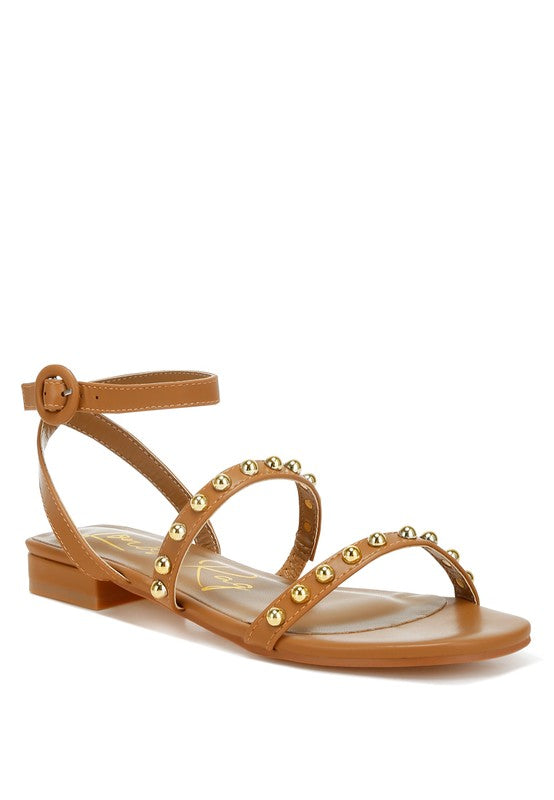 Flippity Studded Ankle Strap Flat Sandals