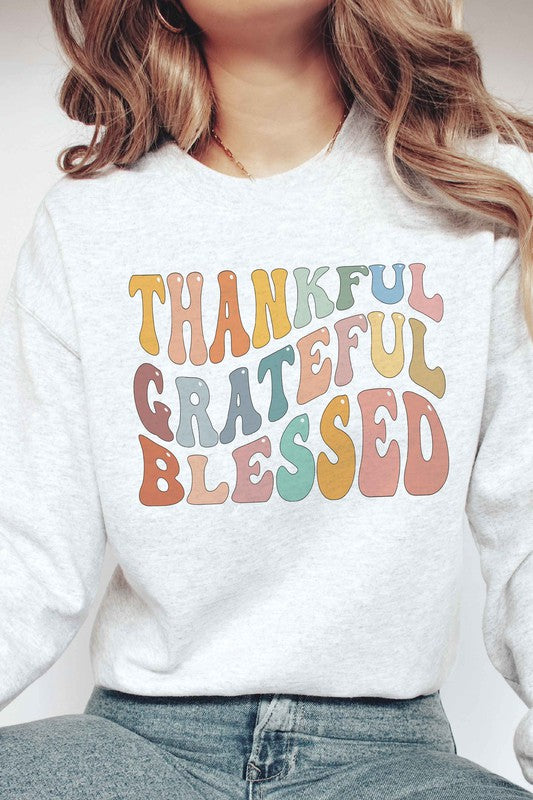 THANKFUL GRATEFUL BLESSED Graphic Sweatshirt