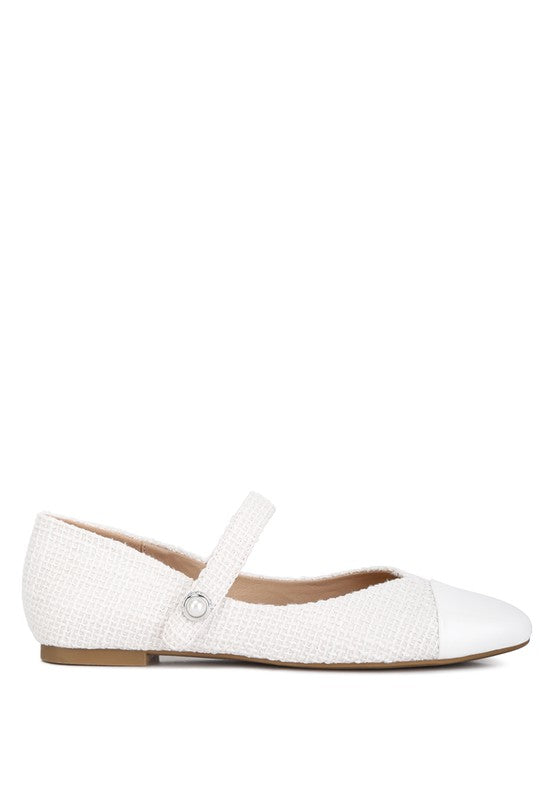 Albi Mary Jane Flat In White