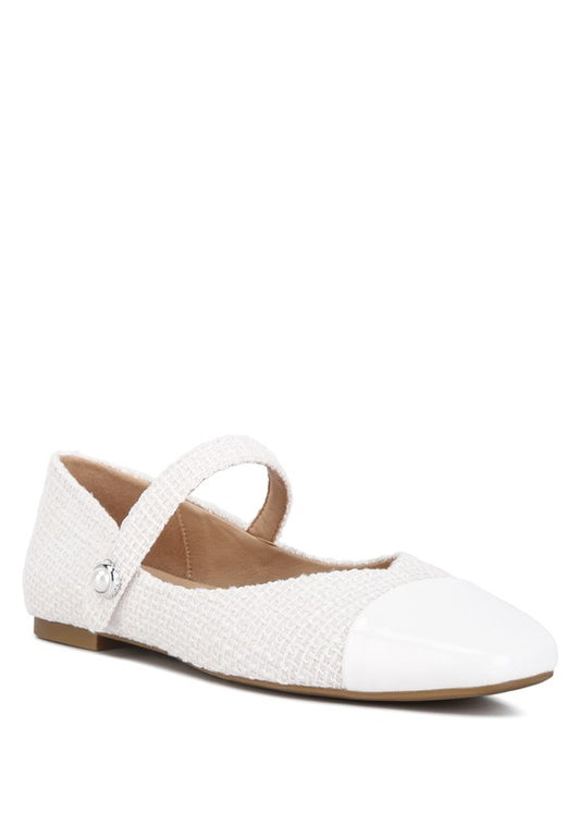 Albi Mary Jane Flat In White