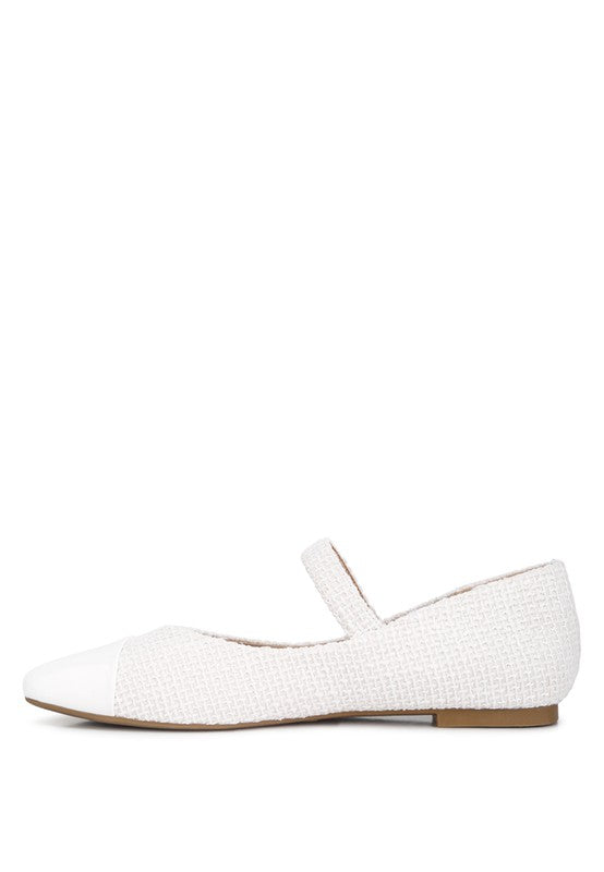 Albi Mary Jane Flat In White