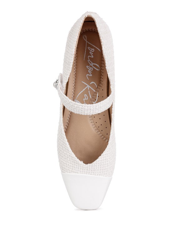 Albi Mary Jane Flat In White