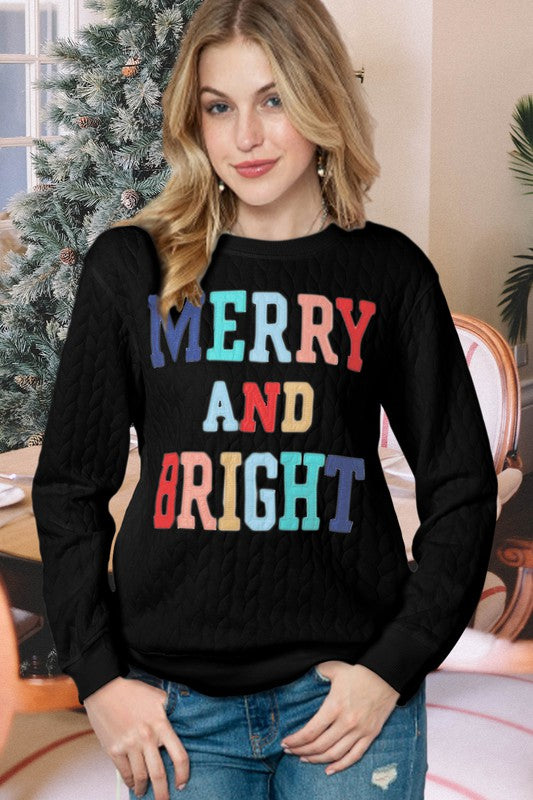 Merry Cable Knit Pullover Sweatshirt