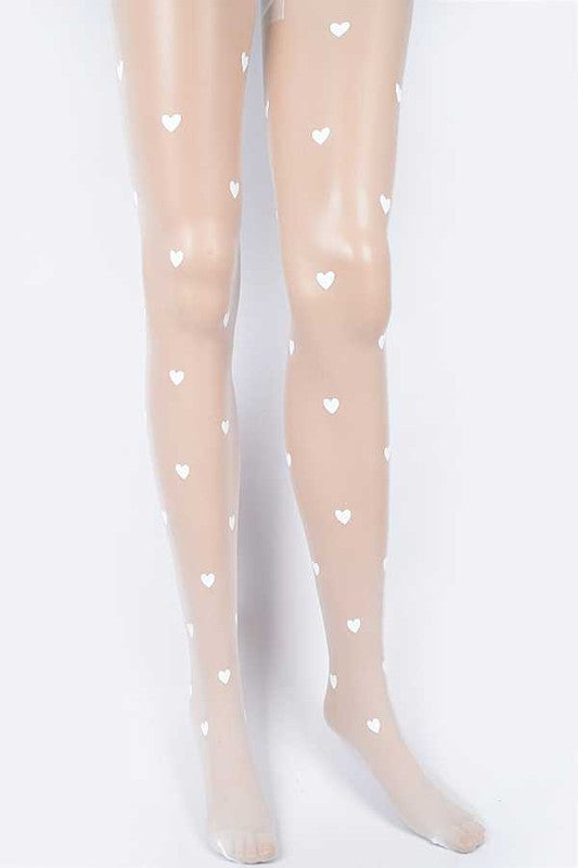 Small Heart Print Fashion Sheer Stocking